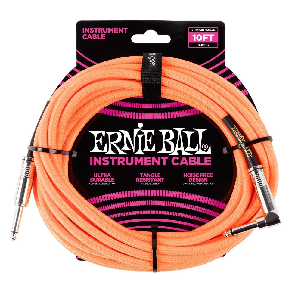Cable plug de instrumento Neon Orange Ernie Ball, 3 mts.