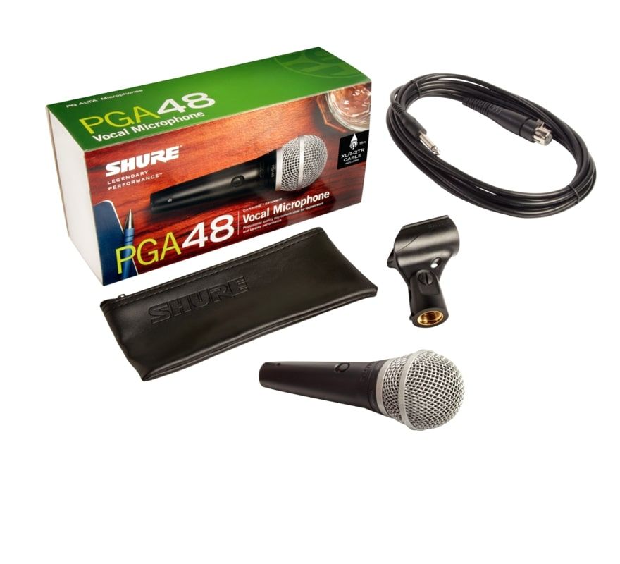 Micrófono Dinámico PGA48 QTR Shure, incluye cable
