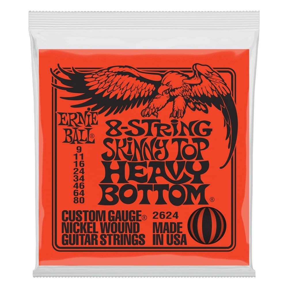 Cuerdas para guitarra eléctrica 8 cuerdas Heavy Bottom Ernie Ball, 9-80