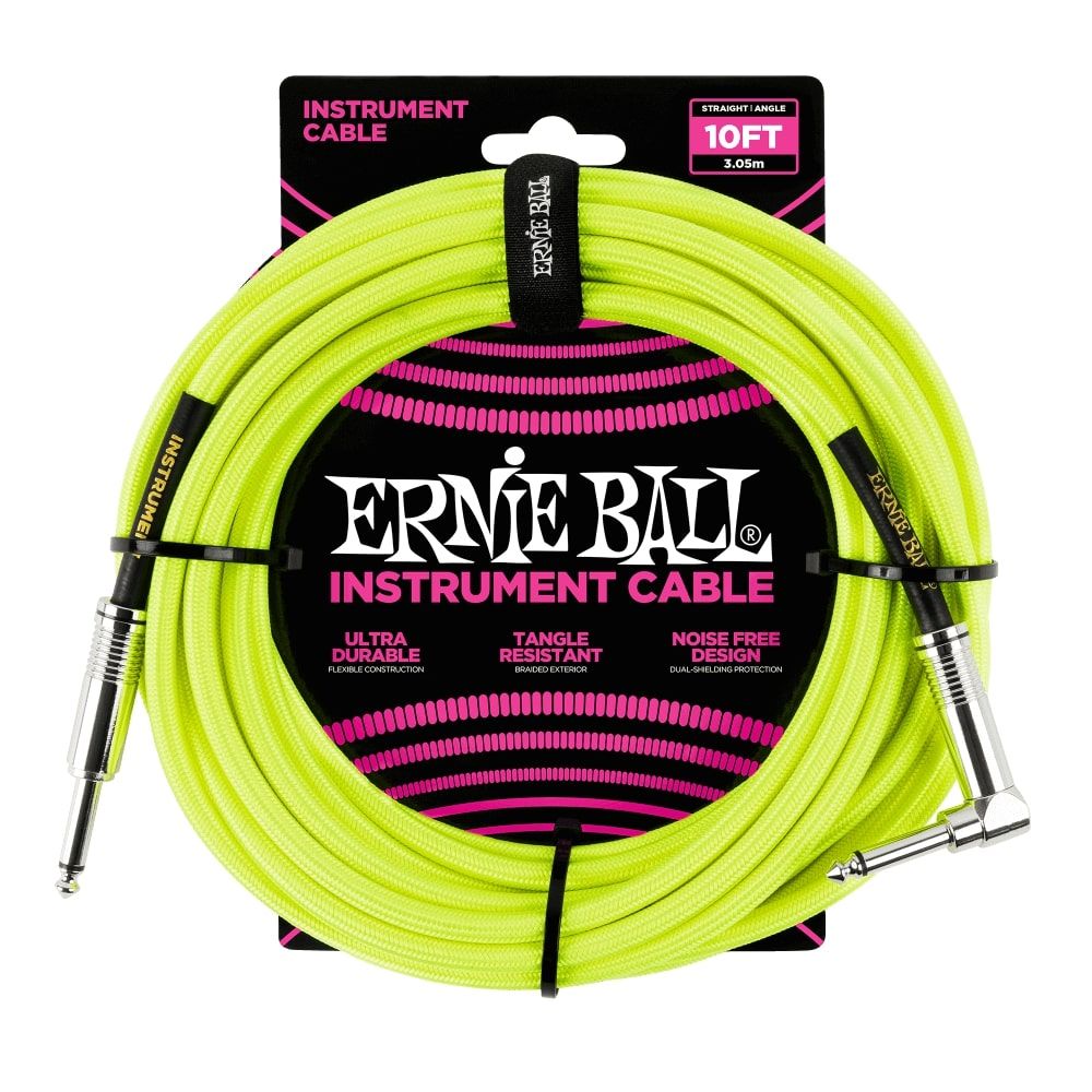 Cable plug de instrumento Neon Yellow Ernie Ball, 3 mts.